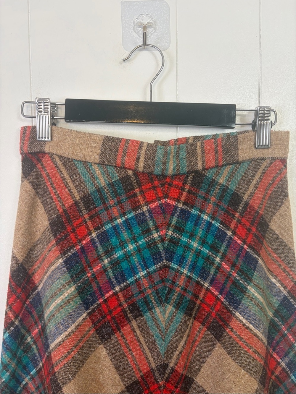 Vintage Wool Plaid Maxi Skirt Size XS Tartan High Rise Cottagecore Academia 70s - Picture 4 of 10